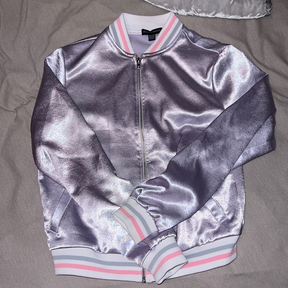 Metallic purple varsity jacket by American Apparel